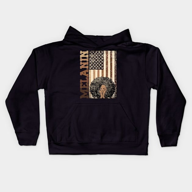 Melanin African American Flag Kids Hoodie by Etopix